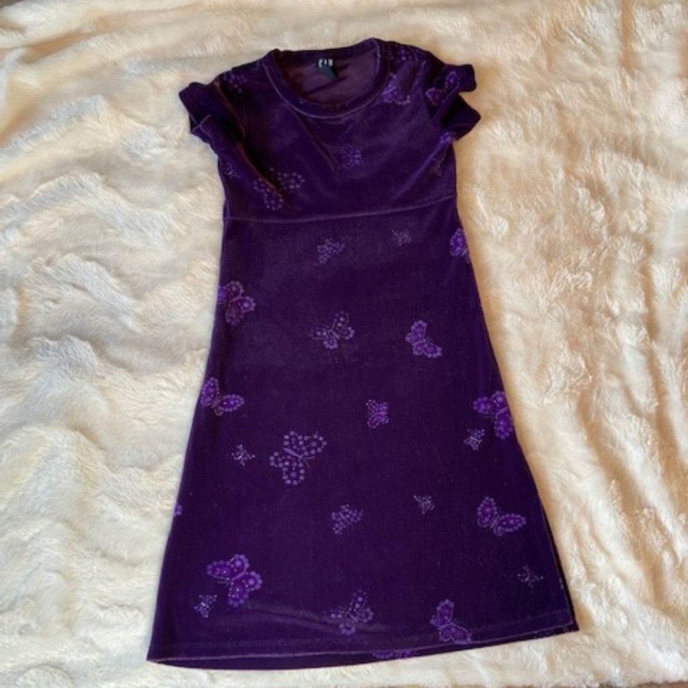 Gap Purple Velvet/Velour Holiday Dress Girls Size XXS